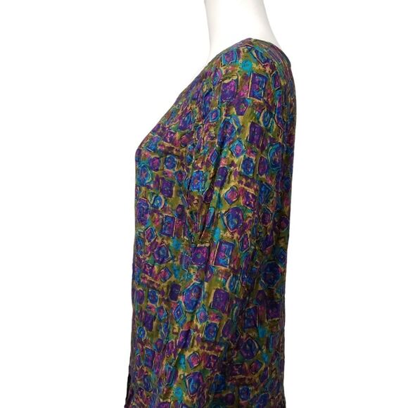 Vintage Betty & Shelia Abstract Warm Tone Peplum Hem Top 80's/90's - Picture 13 of 16